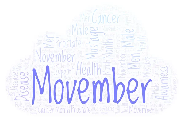 Movember Kelime Bulutu Yalnızca Metin Ile Yapılan Wordcloud — Stok fotoğraf