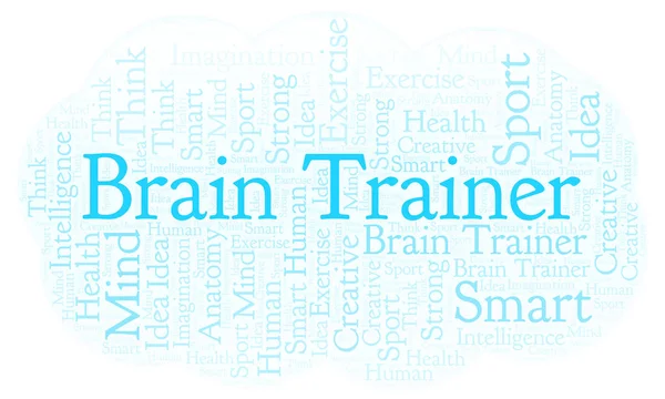 Brain Trainer Parola Nuvola Wordcloud Realizzato Solo Con Testo — Foto Stock