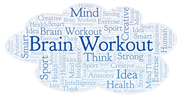 Brain Workout Parola Nube Wordcloud Realizzato Solo Con Testo — Foto Stock