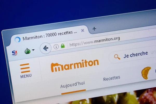 Rjazaň Rusko Září 2018 Homepage Marmiton Webové Stránky Monitoru Url — Stock fotografie