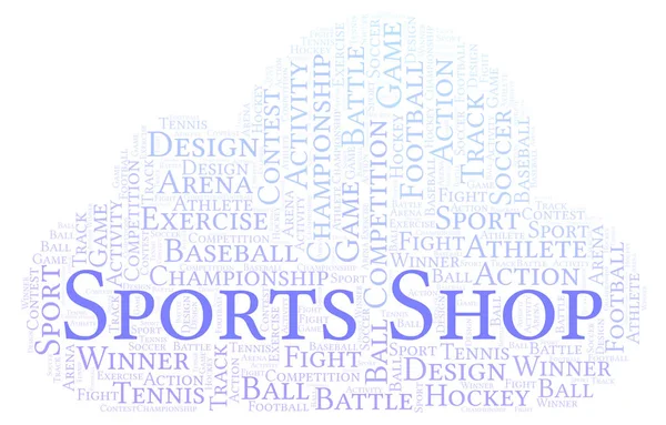 Sport Shop Word Cloud Gemaakt Met Alleen Tekst — Stockfoto