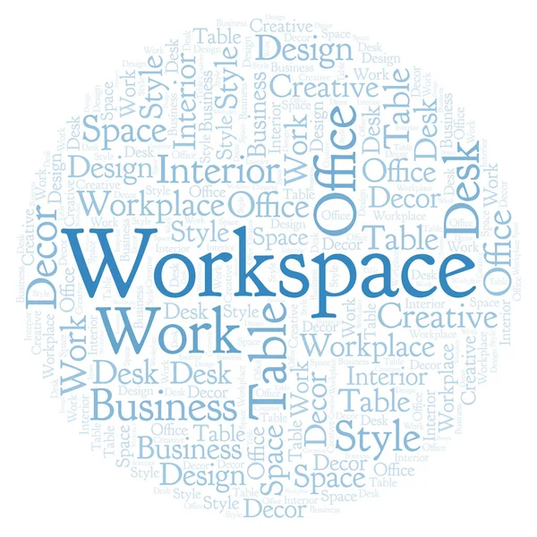 Bentuk Ruang Kerja Awan Kata Wordcloud Yang Dibuat Dengan Teks — Stok Foto