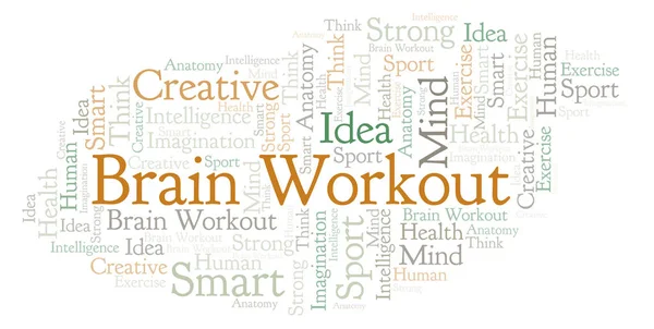 Brain Workout Parola Nube Wordcloud Realizzato Solo Con Testo — Foto Stock