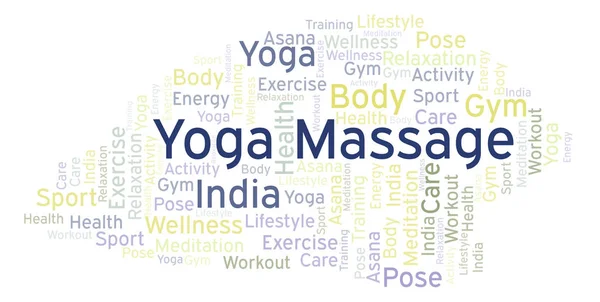 Yoga Massage Word Cloud Wordcloud Gemaakt Met Alleen Tekst — Stockfoto