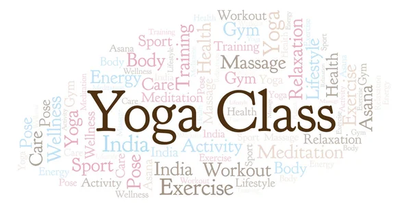 Yoga Klasse Word Cloud Wordcloud Gemaakt Met Alleen Tekst — Stockfoto