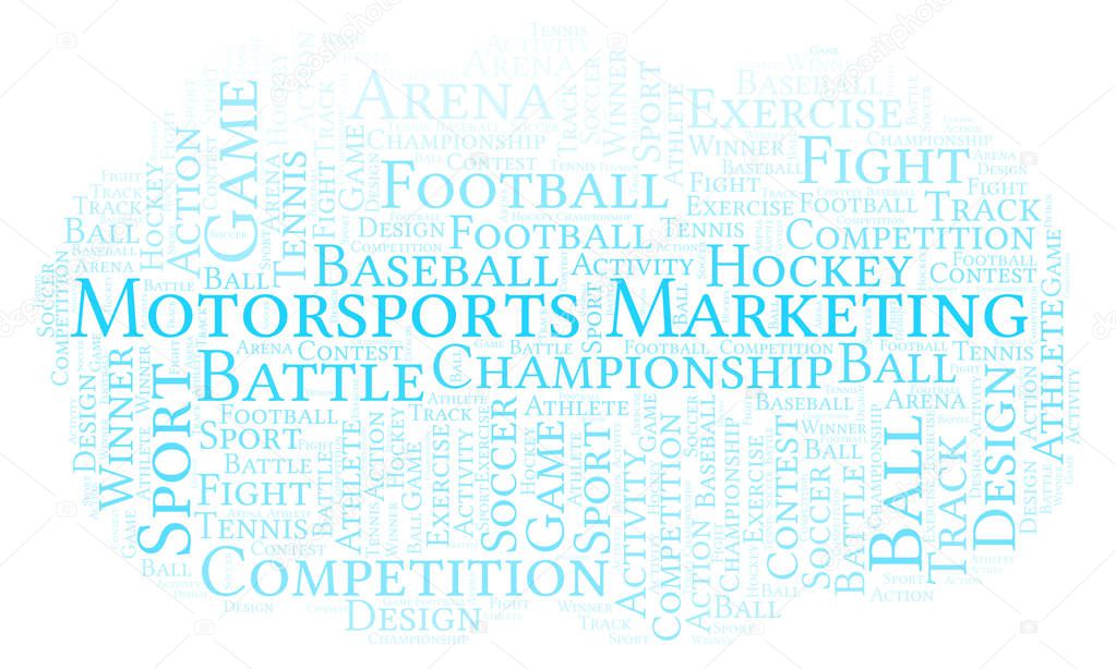 Motorsports Marketing word cloud. Made with text only.
