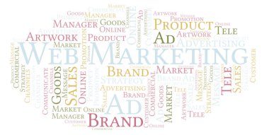 Kelime bulutu metin Web Pazarlama ile. Yalnızca metin ile yapılan Wordcloud.