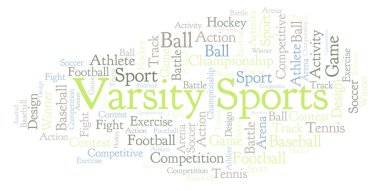 Üniversite spor kelime bulutu. Yalnızca metin ile yapılan.