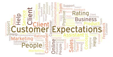 Müşteri beklentileri kelime bulutu. Yalnızca metin ile yapılan.