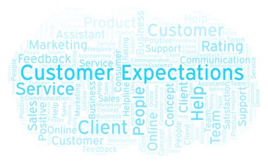 Müşteri beklentileri kelime bulutu. Yalnızca metin ile yapılan.