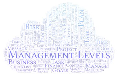 Yönetim düzeyleri kelime bulutu, yalnızca metin ile yapılan