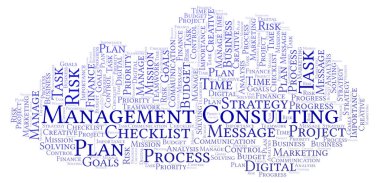 Yönetim danışmanlık kelime bulutu, yalnızca metin ile yapılan