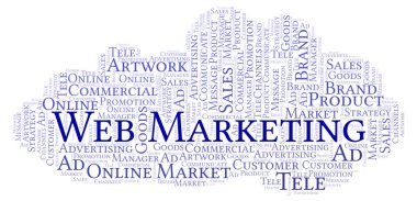 Kelime bulutu metin Web Pazarlama ile. Yalnızca metin ile yapılan Wordcloud.