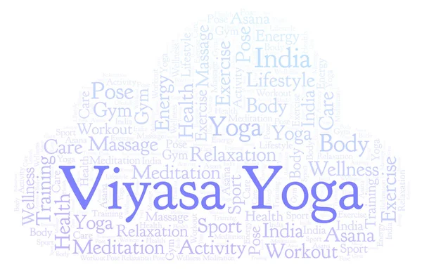 Слово Йога Viyasa Хмари Wordcloud Зроблені Лише Текст — стокове фото