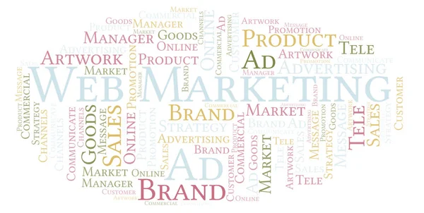 Kelime bulutu metin Web Pazarlama ile. Yalnızca metin ile yapılan Wordcloud.