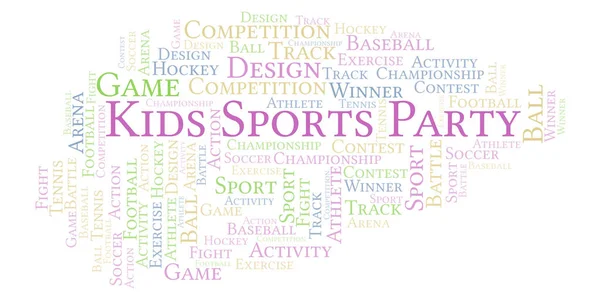 Kids Sports Party word cloud. Made with text only.