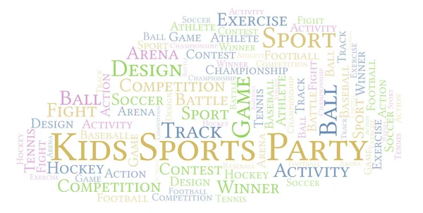 Kids Sports Party word cloud. Made with text only.