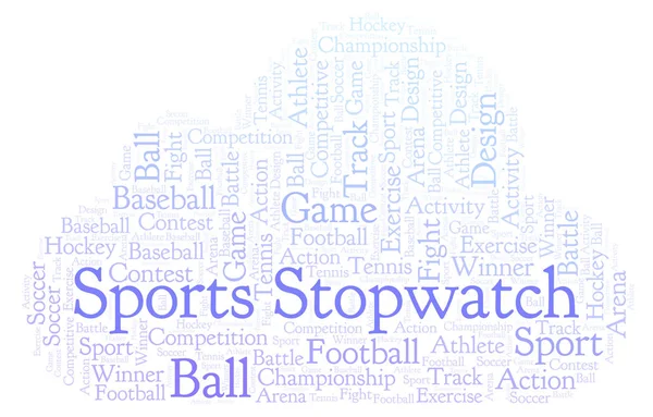 Sports Stopwatch Nuvem Palavras Feito Apenas Com Texto — Fotografia de Stock