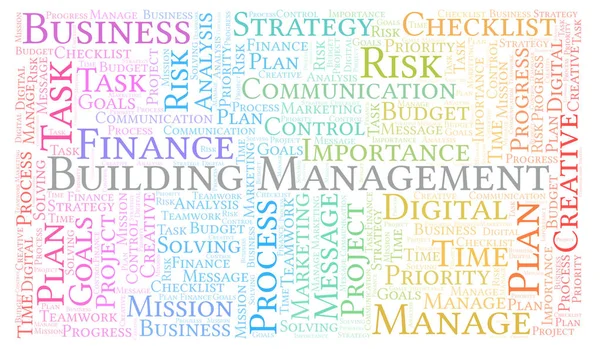 Building Management Word Cloud Realizzato Solo Con Testo — Foto Stock