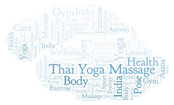 Thai Yoga Massagem Nuvem Palavras Wordcloud Feito Apenas Com Texto — Fotografia de Stock
