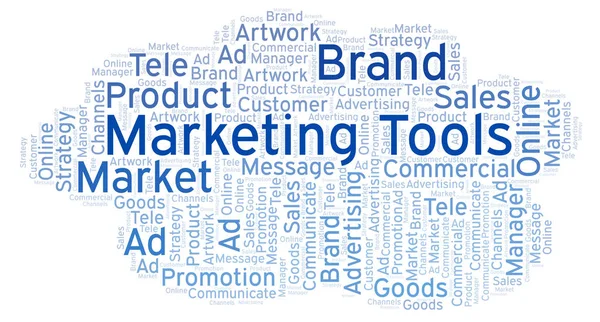 Woord Wolk Met Tekst Marketing Tools Wordcloud Gemaakt Met Alleen — Stockfoto