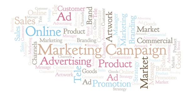 Nuvem Palavras Com Campanha Marketing Texto Wordcloud Feito Apenas Com — Fotografia de Stock