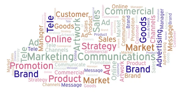 Nube Palabras Con Comunicaciones Marketing Texto Wordcloud Hecho Solo Con — Foto de Stock