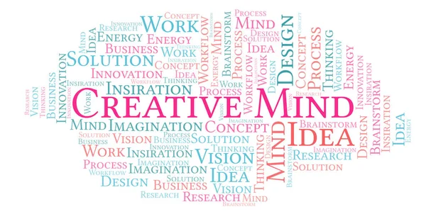 Creative Mind Word Cloud Realizzato Solo Con Testo — Foto Stock