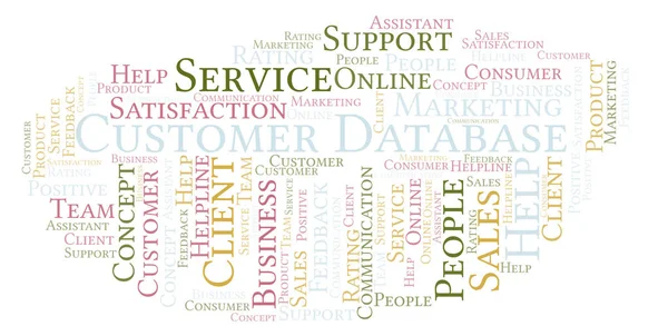 Customer Database word cloud. Made with text only.