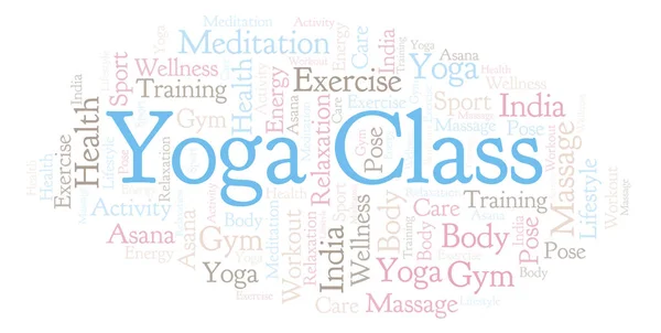 Yoga Klasse Word Cloud Wordcloud Gemaakt Met Alleen Tekst — Stockfoto