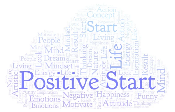 Positiver Start Wortwolke Nur Mit Text — Stockfoto