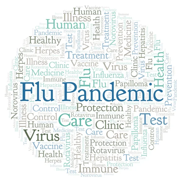 Influenza Világjárvány Szó Felhő Gyártott Val Csak Szöveg — Stock Fotó