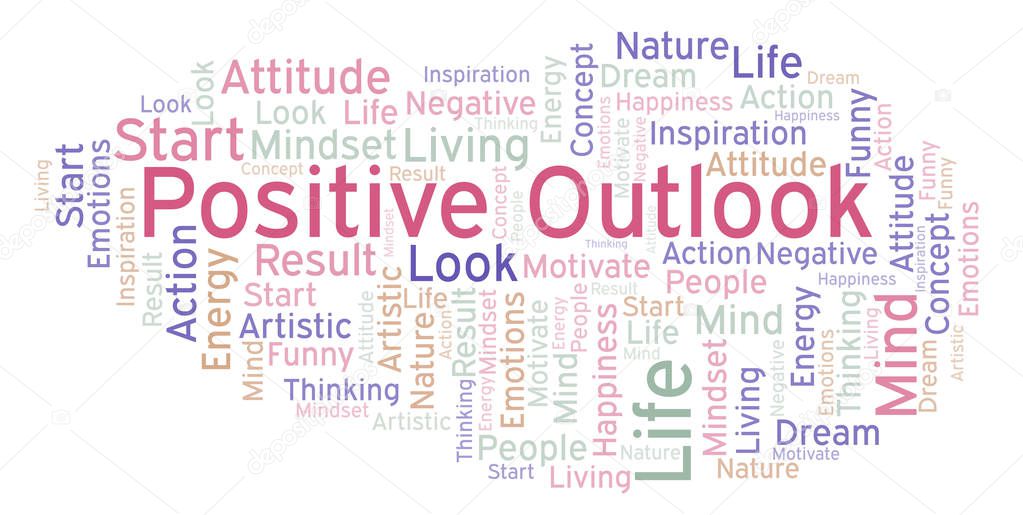 Positive Outlook word cloud, made with text only