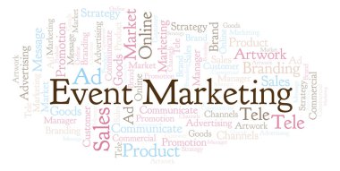 Kelime bulutu metin olay pazarlama ile. Yalnızca metin ile yapılan Wordcloud.