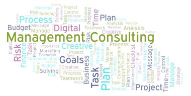 Yönetim danışmanlık kelime bulutu, yalnızca metin ile yapılan