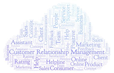 Müşteri ilişkileri yönetimi kelime bulutu. Yalnızca metin ile yapılan.