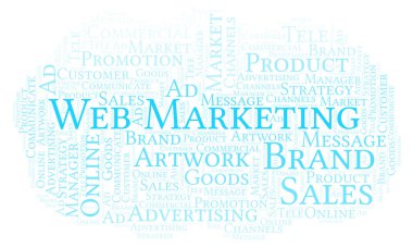 Kelime bulutu metin Web Pazarlama ile. Yalnızca metin ile yapılan Wordcloud.