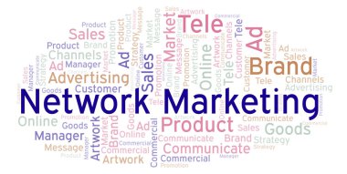 Kelime bulutu metin Network Marketing ile. Yalnızca metin ile yapılan Wordcloud.