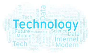 Kelime bulutu metin teknoloji ile. Yalnızca metin ile yapılan Wordcloud.