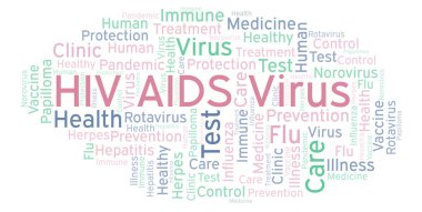 HIV AIDS virüsü kelime bulutu, yalnızca metin ile yapılan