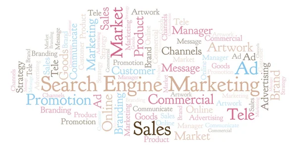 Nuvem Palavras Com Texto Search Engine Marketing Wordcloud Feito Apenas — Fotografia de Stock