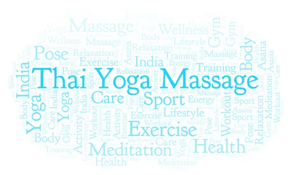 Thai Yoga Massagem Nuvem Palavras Wordcloud Feito Apenas Com Texto — Fotografia de Stock