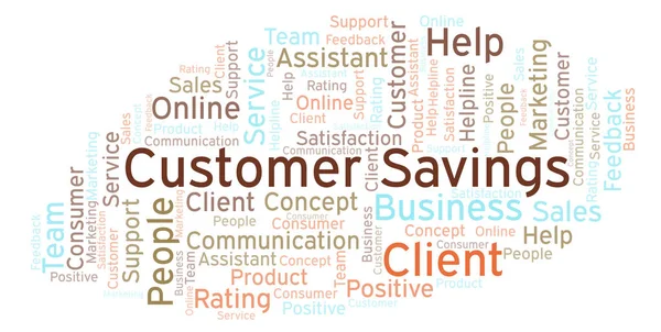 Customer Savings word cloud. Made with text only.