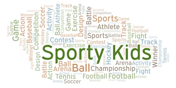 Sportiga Barn Word Cloud Med Endast Text — Stockfoto