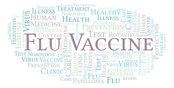 インフルエンザ ワクチンの単語の雲 テキストのみで作られました — ストック写真