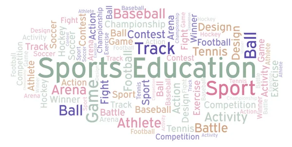 Educação Desportiva Nuvem Palavras Feito Apenas Com Texto — Fotografia de Stock