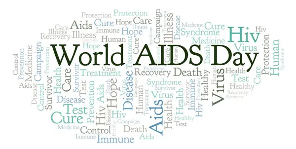 Παγκόσμια Ημέρα Κατά Του Aids Σύννεφο Λέξεων Κείμενο Μόνο — Φωτογραφία Αρχείου