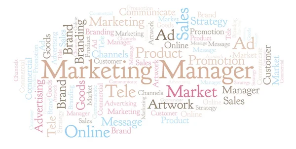 Nuvem Word Com Gerenciador Marketing Texto Wordcloud Feito Apenas Com — Fotografia de Stock