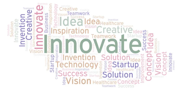 Innovera Word Cloud Gjorda Med Endast Text — Stockfoto