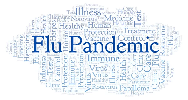 Flu Nuvem Palavra Pandêmica Feita Apenas Com Texto — Fotografia de Stock